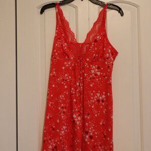 JoySpun Red with Hearts Lace Trimmed Short Gown Size Medium